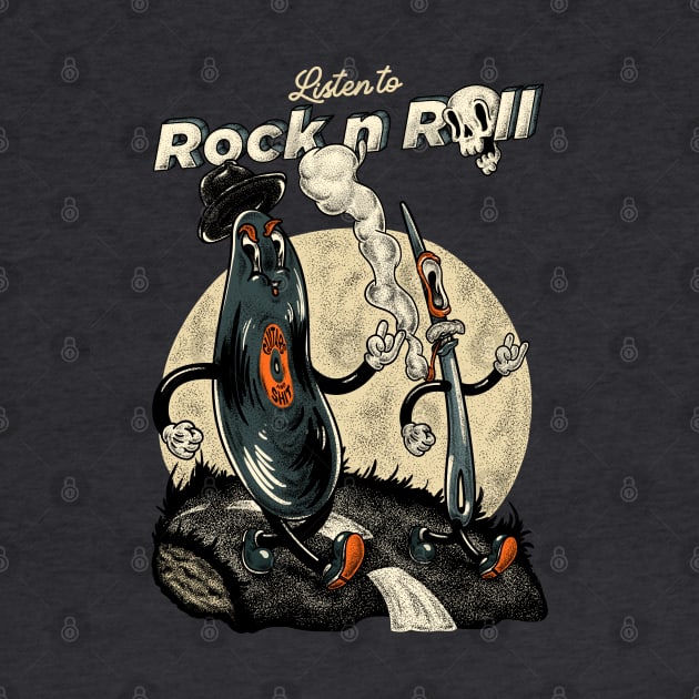 Vinyl Record & Needle - Listen to Rock n Roll (gray) by anycolordesigns